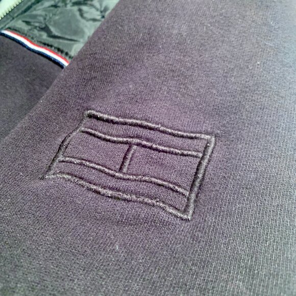 Vintage Insulated Jacket w/ Hood Large Tommy Hilfiger Full Zip Lined Heavy - Picture 6 of 10